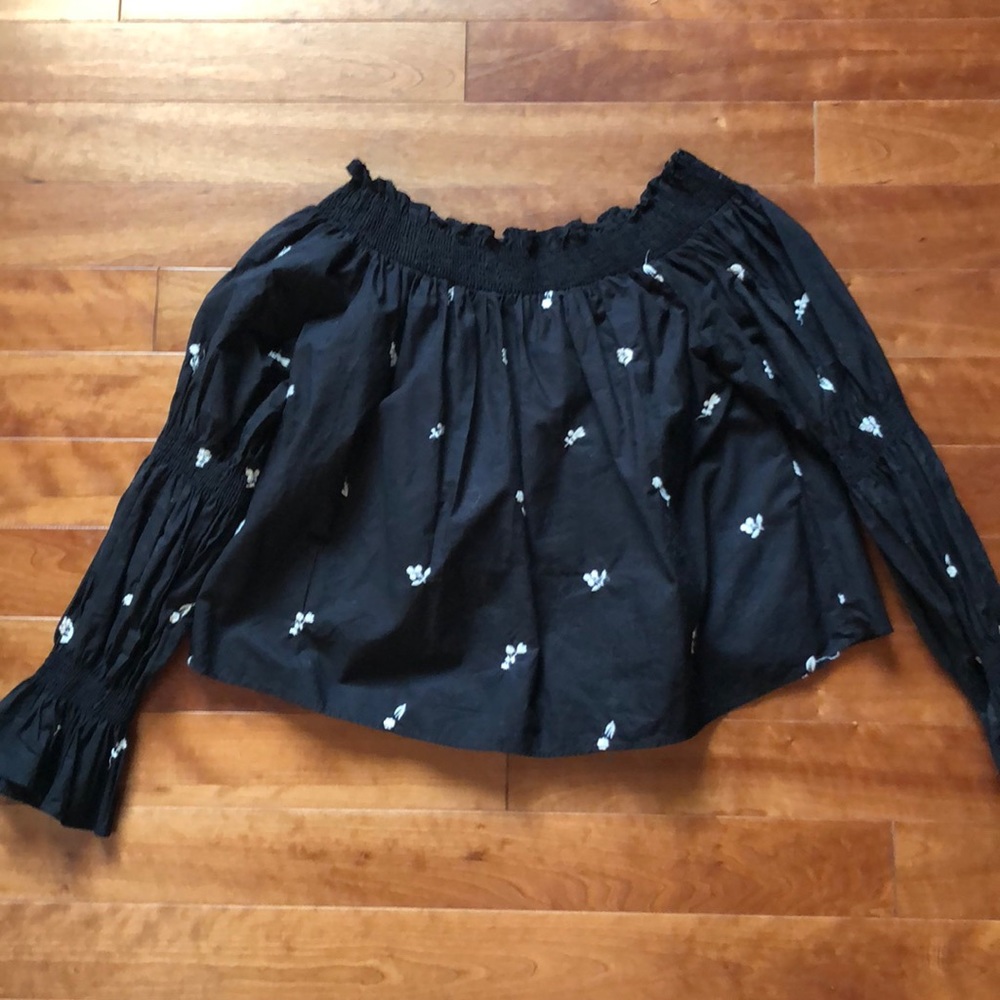 Zara off the shoulder top with embroidered flowers